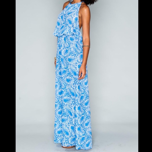 NWT Show Me Your Mumu Heather Halter Maxi Dress - in Sea Breeze - Picture 2 of 16